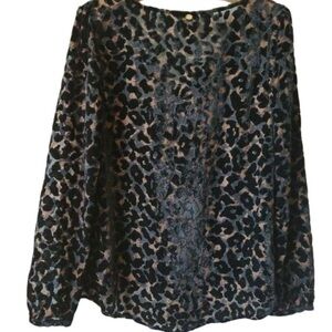 Guess velvet leopard sheer burnout Fariy gothic top size XS whichy whimsy goth